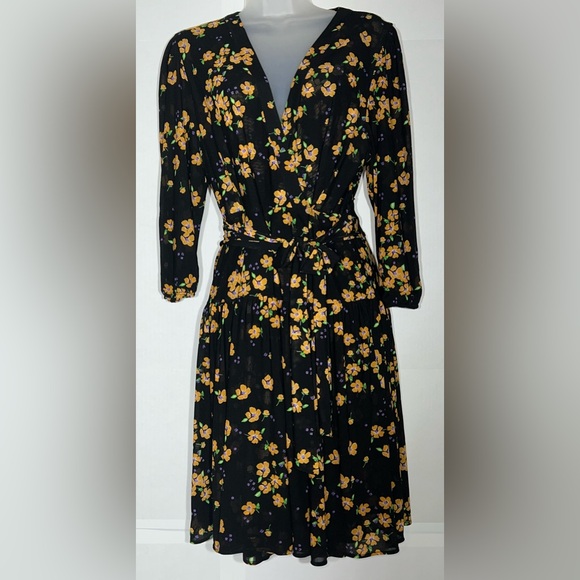 Cabi Wrap Dress Floral Pattern Black Style #5945 Size Small - Picture 1 of 12